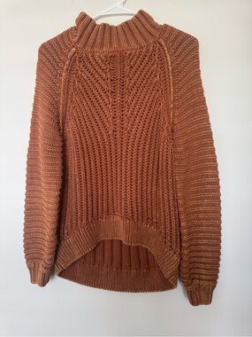 Mystree Rust Thick Cable Knit Turtleneck Sweater L